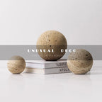 Wabi-Sabi Travertine Marble Sphere, Hand-Polished Natural Stone Ball Decor for Living Room, Entryway, office, Hotel Organic