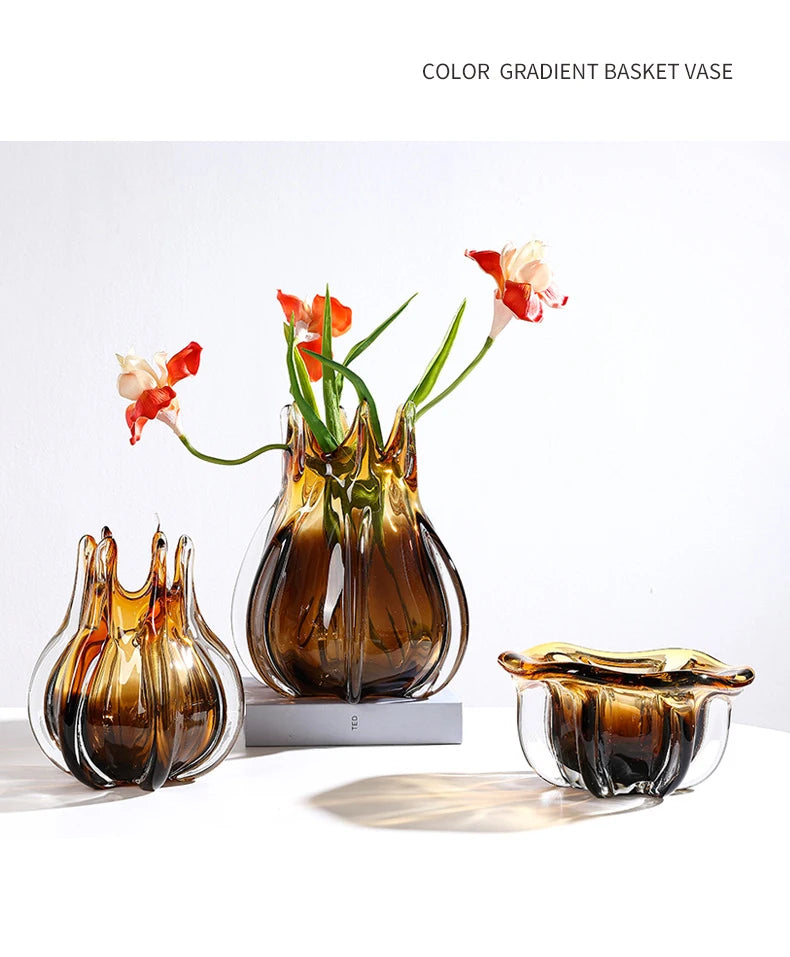 Creative Flower Bud Glass Vase Hydroponics Plant Pot Table Decoration Flowers Arrangement Floral Vases Room Aesthetic Decor