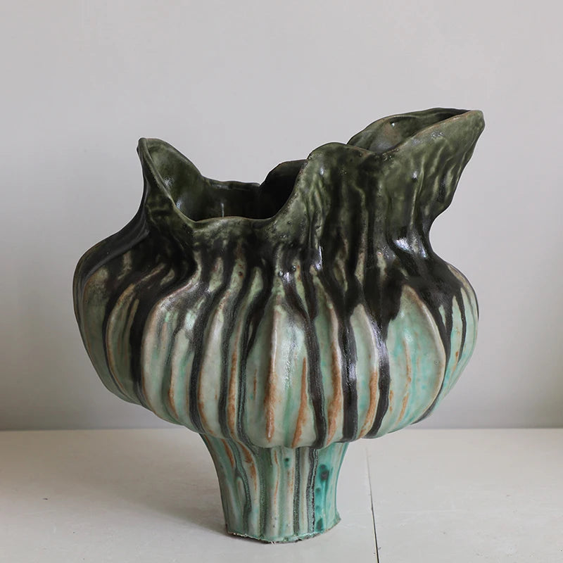 Wabi Sabi Style Painted Porcelain Vase Plant Pots Table Decoration Flowers Arrangement Floral Vases Room Aesthetic Decor