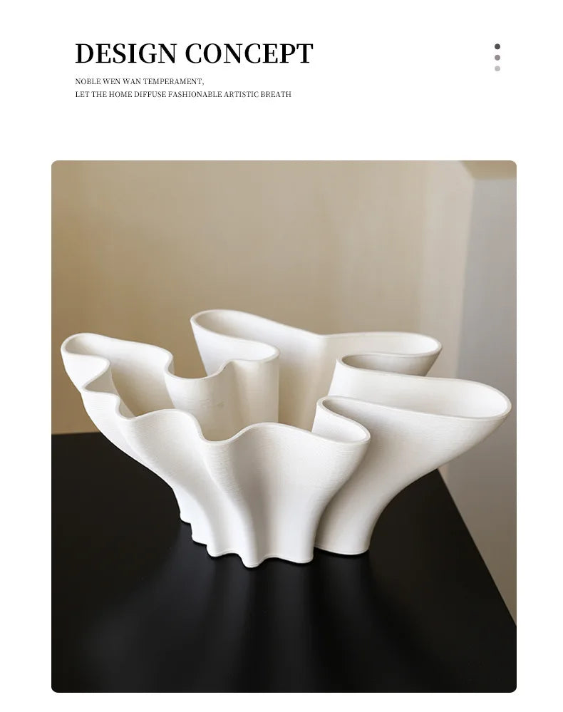 Floral Shaped Ceramic Vase Hydroponics Flower Pots Desk Decoration Flower Arrangement Modern Crafts Vases Room Aesthetic Decor