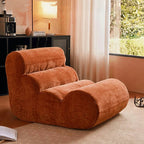 Vacuum Compressed Caterpillar Chair, Mid-Century Hugging 3D Seat with 5-Zone Support, High-Elasticity Sherpa Foam, Small Space