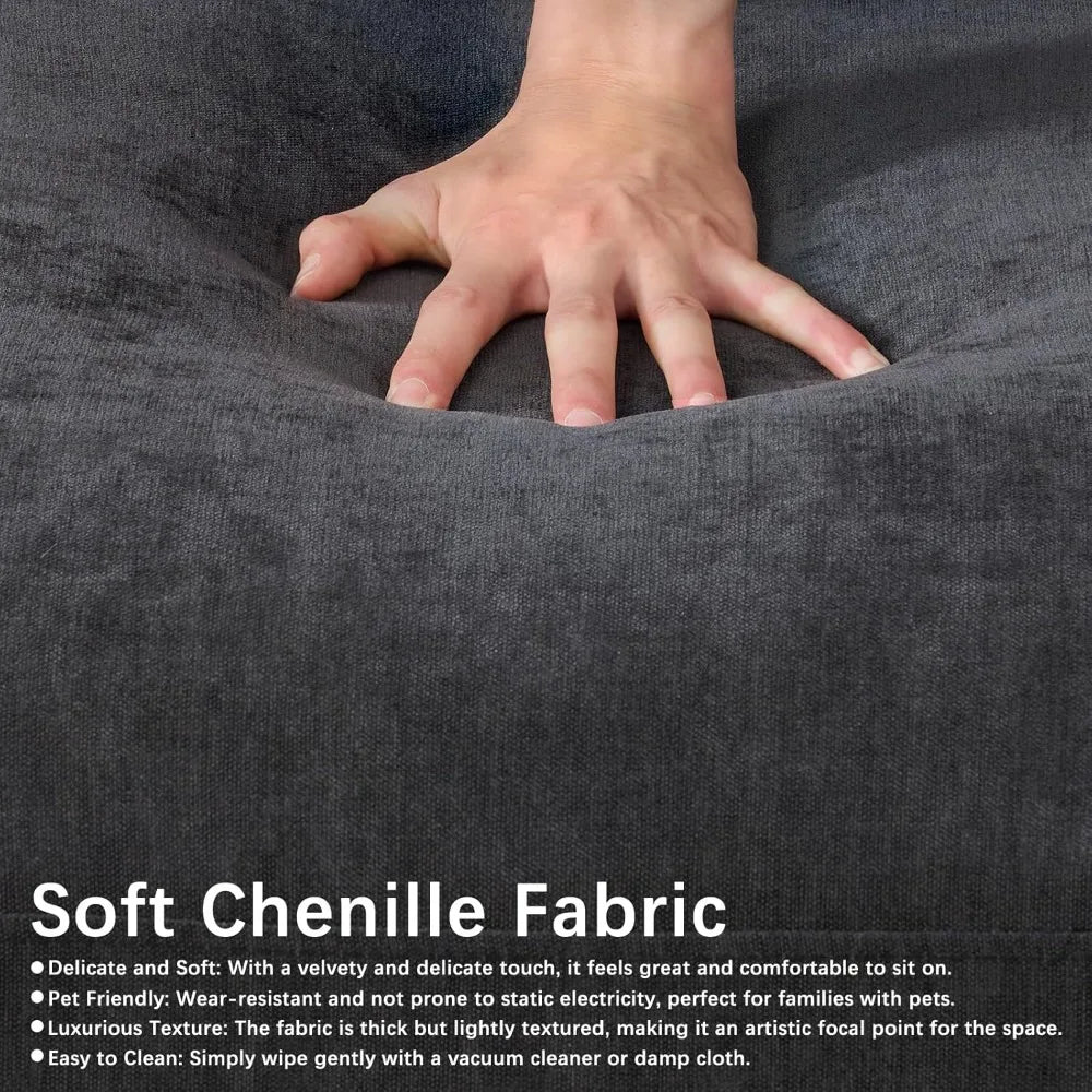 121'' 7-Seater Chenille Cloud Couch with Movable Ottoman L/U-Shape Modern Upholstered Sectional Sofa for Living Room Customized