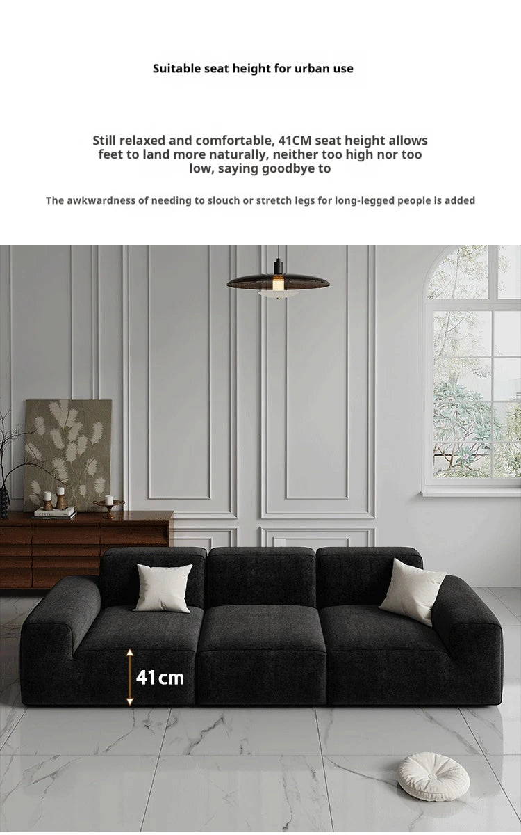Frameless Tofu Block Sofa, Wabi-Sabi Chenille Fabric with 5-Zone Support, Heavy-Duty & High-Density Foam, Minimalist Design