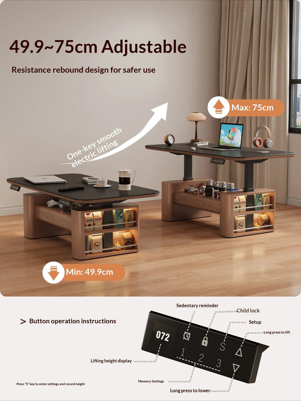 Any Size Custom Nordic Style Electric Lift Coffee Table Sturdy Durable Living Room Home Luxury Multi Functional Tea Table Furnit