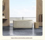 Any Size Custom Japanese Wabi Sabi Cultured Stone Bathtub Artistic Freestanding Soaking Tub Heat Retention Easy Clean Body Conto