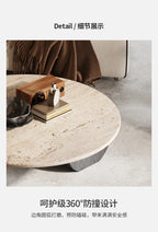 Stone Italian Side Table Nordic Natural Travertine Unique Wood Coffee Table Round Stone Designer Stolik Kawowy Home Furniture