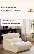 Vacuum Compressed Caterpillar Chair, Mid-Century Hugging 3D Seat with 5-Zone Support, High-Elasticity Sherpa Foam, Small Space