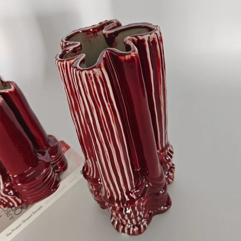 Creative Stacking Ceramic Vase Minimalism Flower Pots Desk Decoration Flowers Arrangement Floral Vases Room Aesthetic Decor