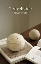 Wabi-Sabi Travertine Marble Sphere, Hand-Polished Natural Stone Ball Decor for Living Room, Entryway, office, Hotel Organic