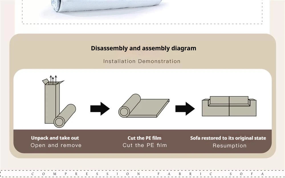 Vacuum-Compressed Modular Sofa, Wabi-Sabi Sherpa Fabric Sectional with High-Elastic Foam, Cream Mid-Century Style, Space Saving