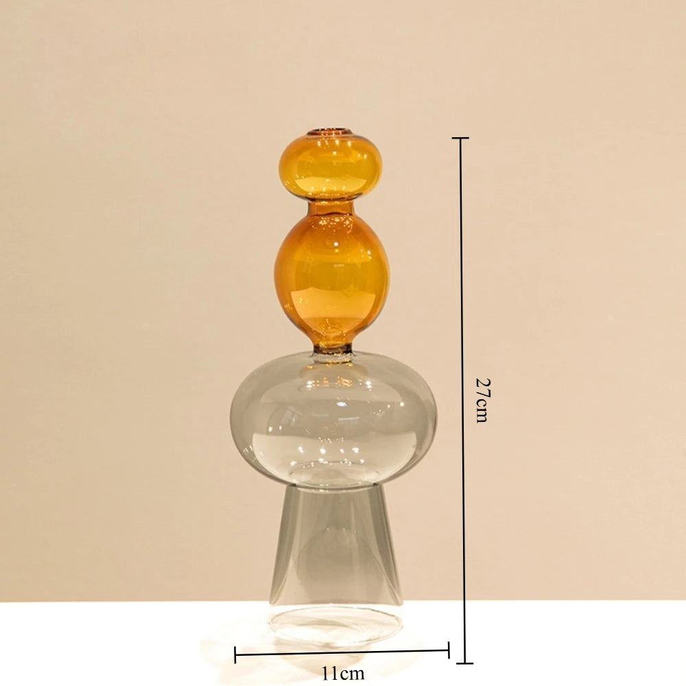 Minimalist Colored Glass Creative Double-layer Glass Transparent Vase Desktop Soft Decoration Hydroponics Vase Home Decoration