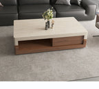 Any Size Custom Walnut Travertine Coffee Table Luxury Artisan Minimalist Heat Scratch Resistant Mansion Living Room Furniture