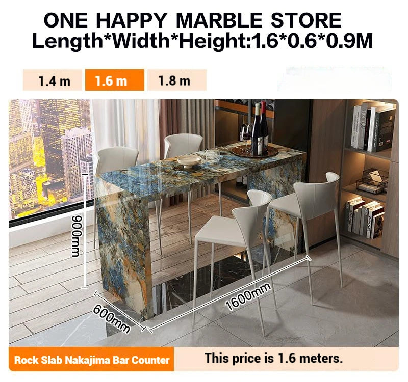 Quartz Stone Breakfast Bar, Kitchen Island with Dining Table & Cabinet, Stain Resistant & High Hardness, Custom Modern Design