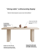 Luxury Travertine Pattern Stone Dining Table, Cream Mid-Century Style for Small Space, Stain & Heat Resistant, Customizable