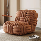 Any Size Custom Nordic Knit Lounge Chair Handwoven Chenille Fabric High Resilience Foam Comfortable Minimalist Living Room Leisu