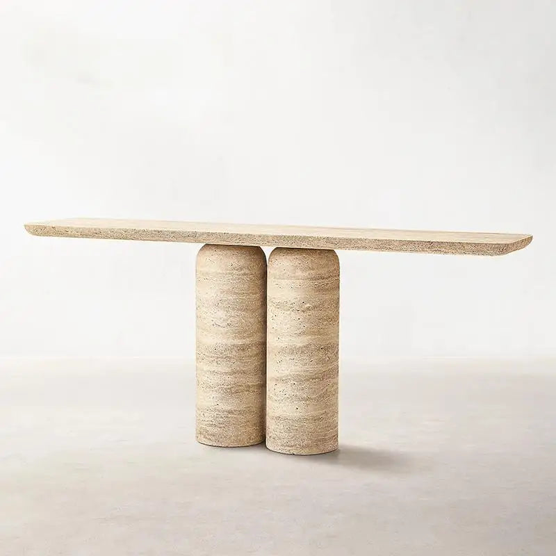 Any Size Custom Italian Travertine Entryway Console Luxury Wall Mounted Hall Table Villa Heat Scratch Resistant Anti Bacterial S