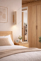 Wabi Sabi  Natural Travertine E27 Wall Lamp, Log & Walnut Wood Wall Light for Bedroom Bedside Staircase Living Room Home Decor