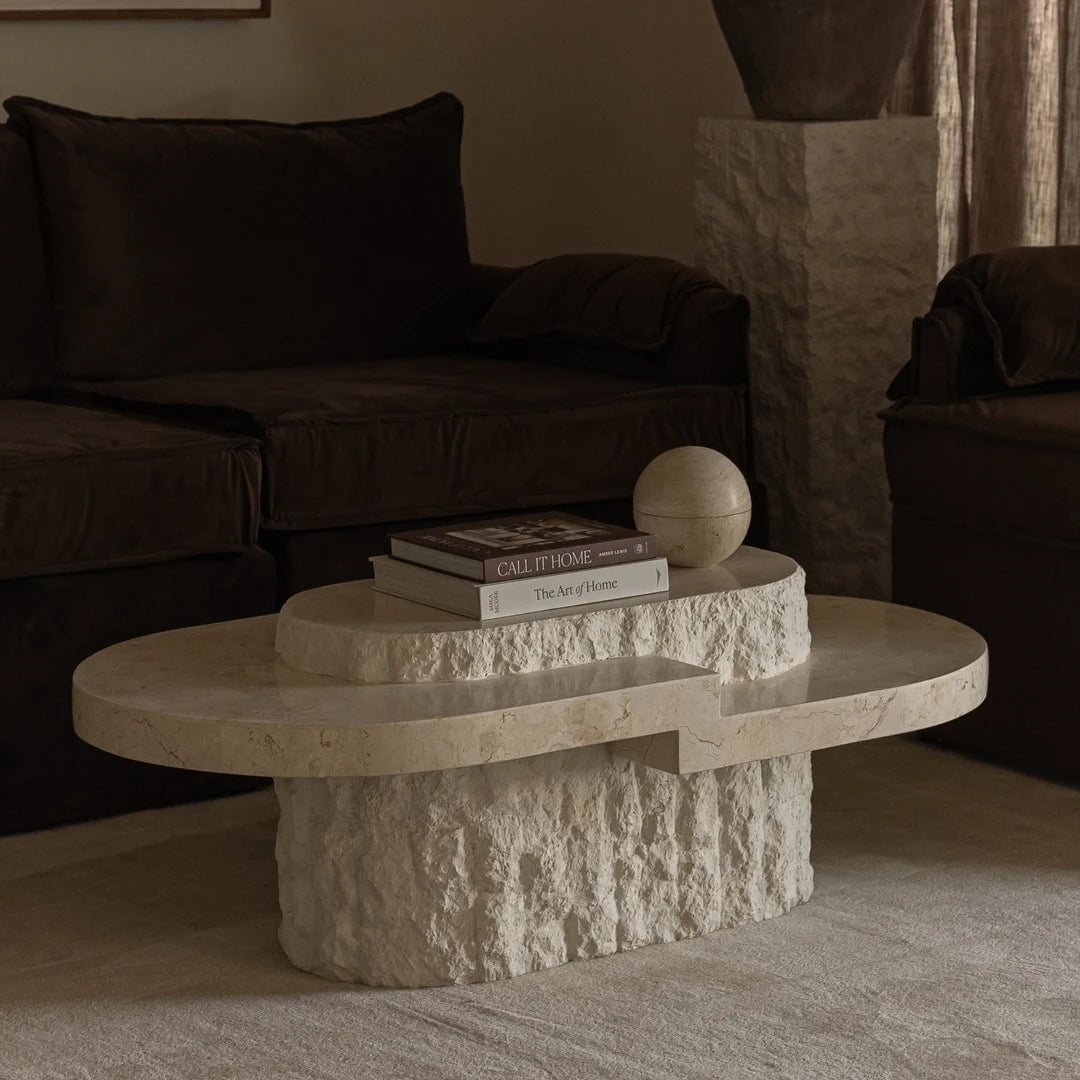 Any Size Custom Roman Wabi Sabi Oval Table Stone Look Fiberglass Boutique Showroom Heat Scratch Resistant Artistic Shape Customi