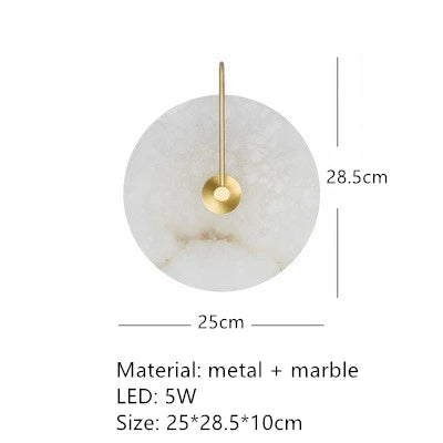 Nordic Modern Designer Minimalist Marble Circular Wall Lamp Corridor Study Bedroom Bedside Led Lights Tv Background  Decor