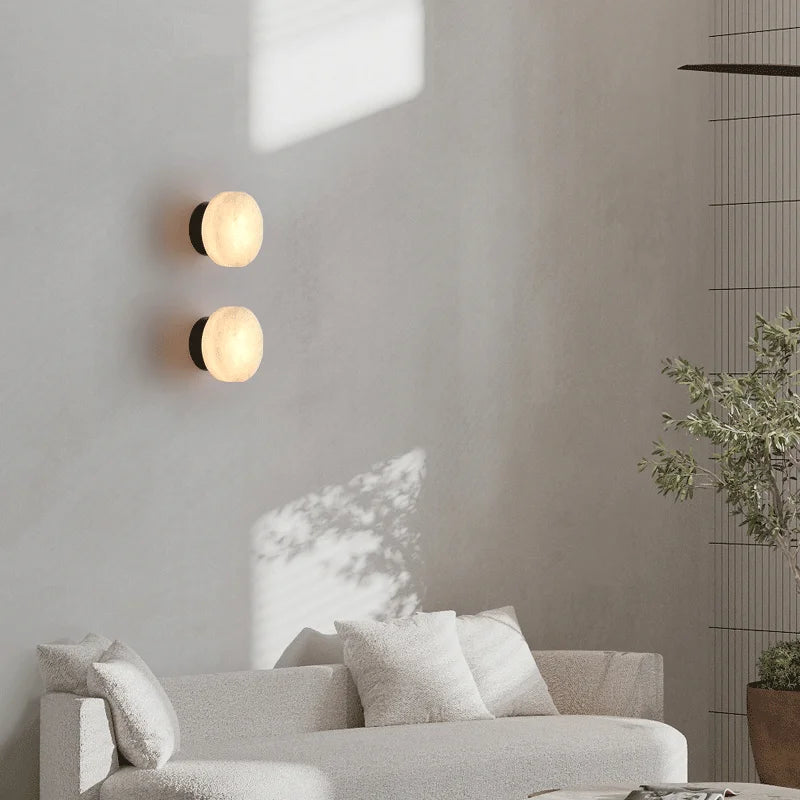 Luxury Spain natural Marble Round Wall Lamp Nordic Modern LED room Light living room Bedroom Passage corridor High-end Fixture