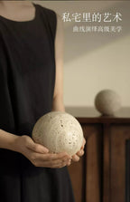 Wabi-Sabi Travertine Marble Sphere, Hand-Polished Natural Stone Ball Decor for Living Room, Entryway, office, Hotel Organic