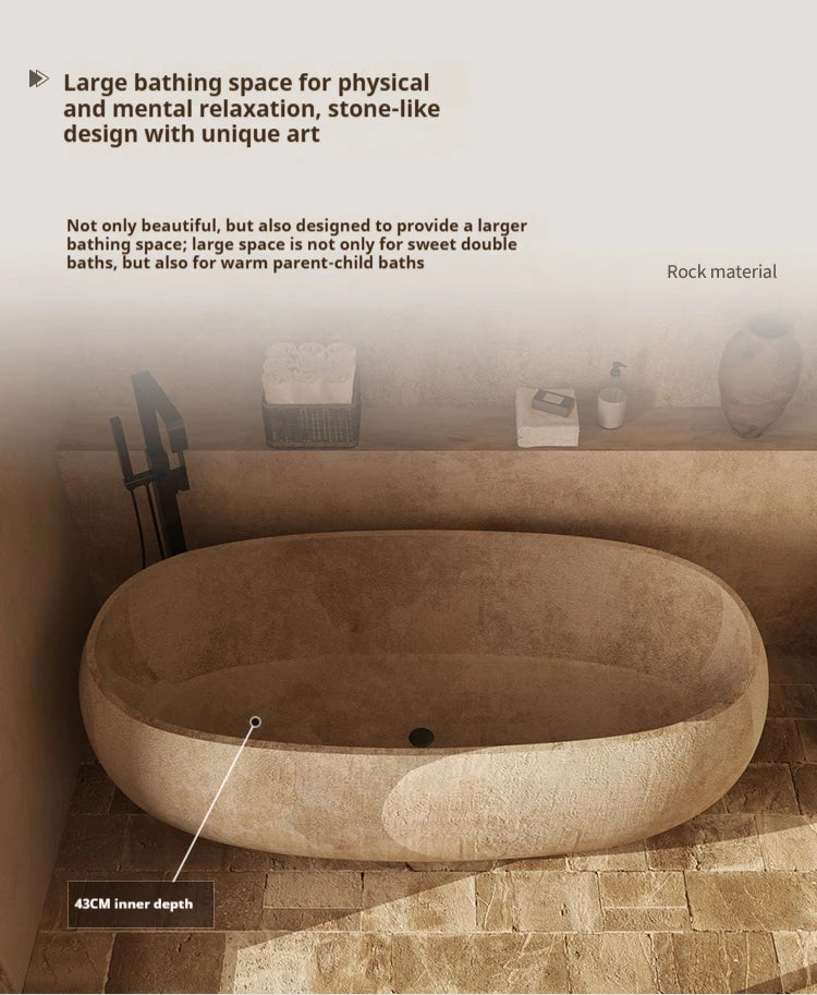 Any Size Custom Retro Oval Bathtub Compact Freestanding Soaking Tub Home Bathroom All Spaces Heat Retention Easy Clean Body Cont