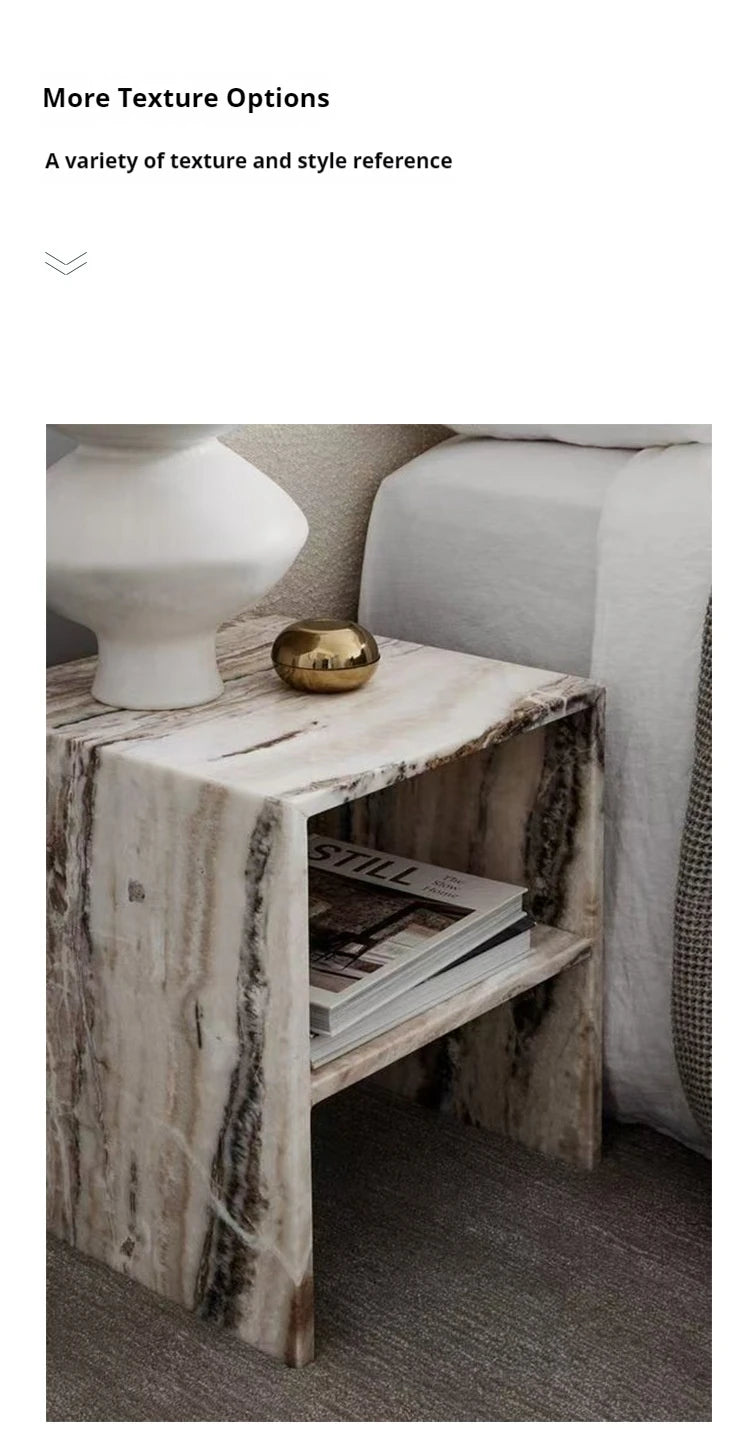 Italian Minimalist Calacatta Side Table, Mobile Square End Table for Living Room, One-Piece Natural Marble, Artistic & Customize