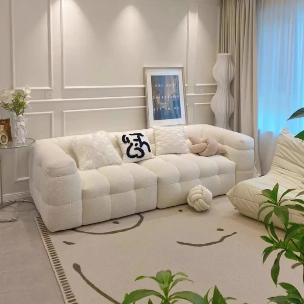 Straight row Split design soft bread module sofa berber fleece comfortable living room sofa apartment home furniture accessories