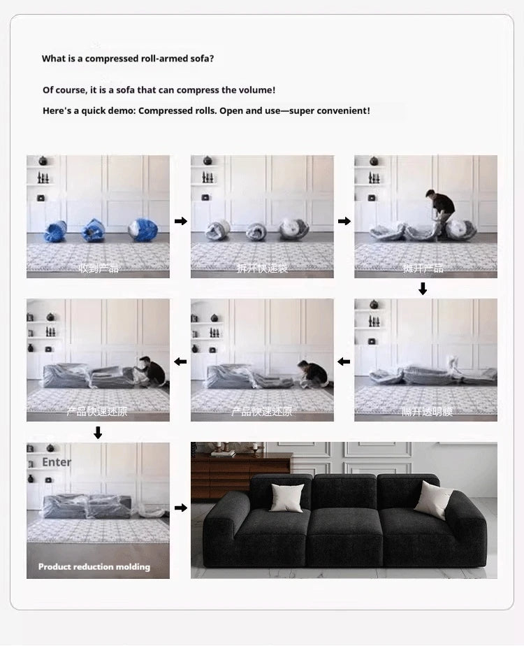 Frameless Tofu Block Sofa, Wabi-Sabi Chenille Fabric with 5-Zone Support, Heavy-Duty & High-Density Foam, Minimalist Design