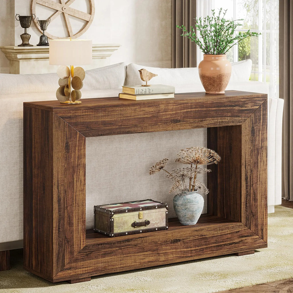 Tribesigns 47" Farmhouse Console Table with Storage, Industrial Hallway Sofa Table for Entryway, Living Room