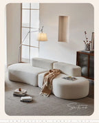 Fabric Sofa, Cashew Shape Compression Couch with High-Resilience Foam, Velvet Upholstery, Non-Deformation, Roll-Pack Design