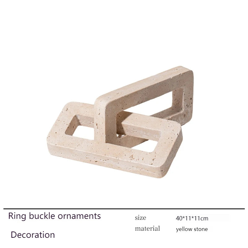 Organic Marble Sculpture in Yellow Travertine, Wabi Sabi Art Object for Shelf Decor, Window Display & Minimalist Home Statue