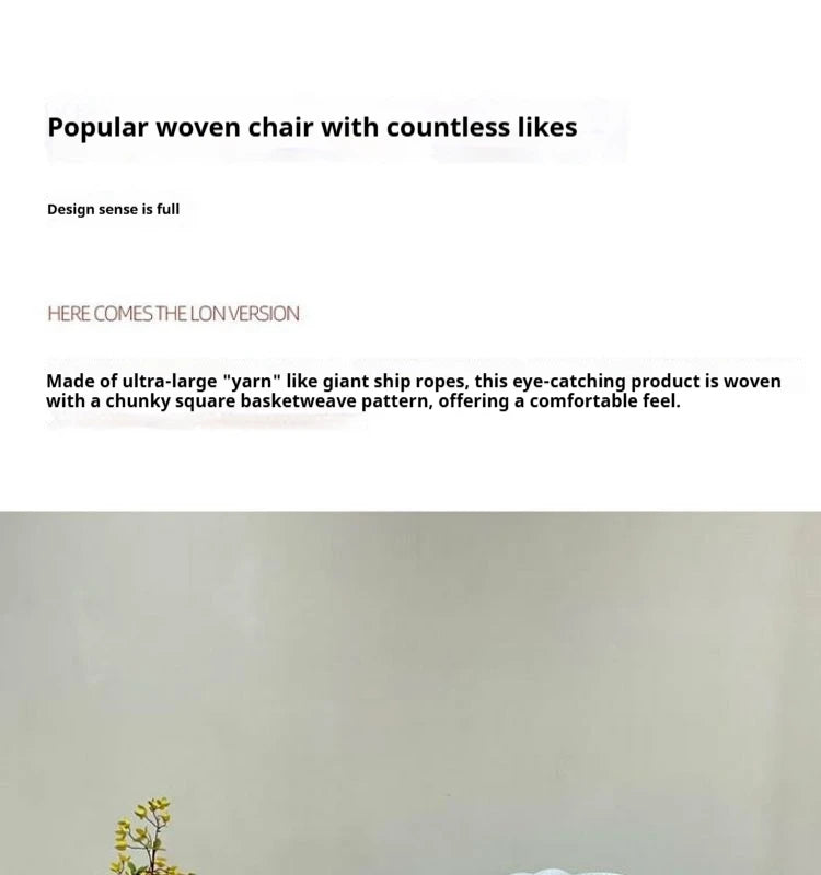 Any Size Custom Nordic Knit Lounge Chair Handwoven Chenille Fabric High Resilience Foam Comfortable Minimalist Living Room Leisu