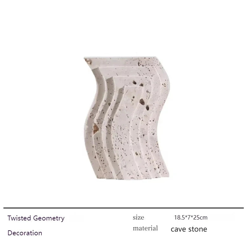 Organic Marble Sculpture in Yellow Travertine, Wabi Sabi Art Object for Shelf Decor, Window Display & Minimalist Home Statue