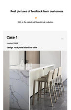 Quartz Stone Breakfast Bar, Kitchen Island with Dining Table & Cabinet, Stain Resistant & High Hardness, Custom Modern Design