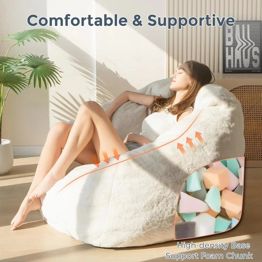 Any Size Custom Rabbit Fur Lazy Sofa Crushed Sponge Filling Soft Wrapped Feeling Vacuum Compressed Shipping Cozy Living Room Cas