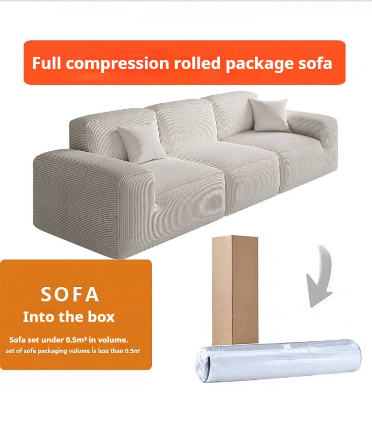 Frameless Tofu Block Sofa, Wabi-Sabi Chenille Fabric with 5-Zone Support, Heavy-Duty & High-Density Foam, Minimalist Design