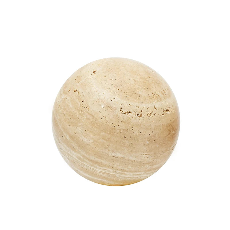Wabi-Sabi Travertine Marble Sphere, Hand-Polished Natural Stone Ball Decor for Living Room, Entryway, office, Hotel Organic