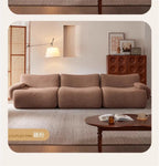 Vacuum-Compressed Modular Sofa, Wabi-Sabi Sherpa Fabric Sectional with High-Elastic Foam, Cream Mid-Century Style, Space Saving