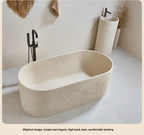 Any Size Custom Japanese Wabi Sabi Cultured Stone Bathtub Artistic Freestanding Soaking Tub Heat Retention Easy Clean Body Conto