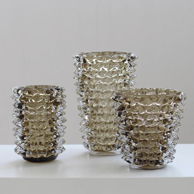 Creative Transparent Wrinkle Glass Vase Desk Decoration Flower Arrangement Hydroponics Flower Pots Floral Vases Modern Decor
