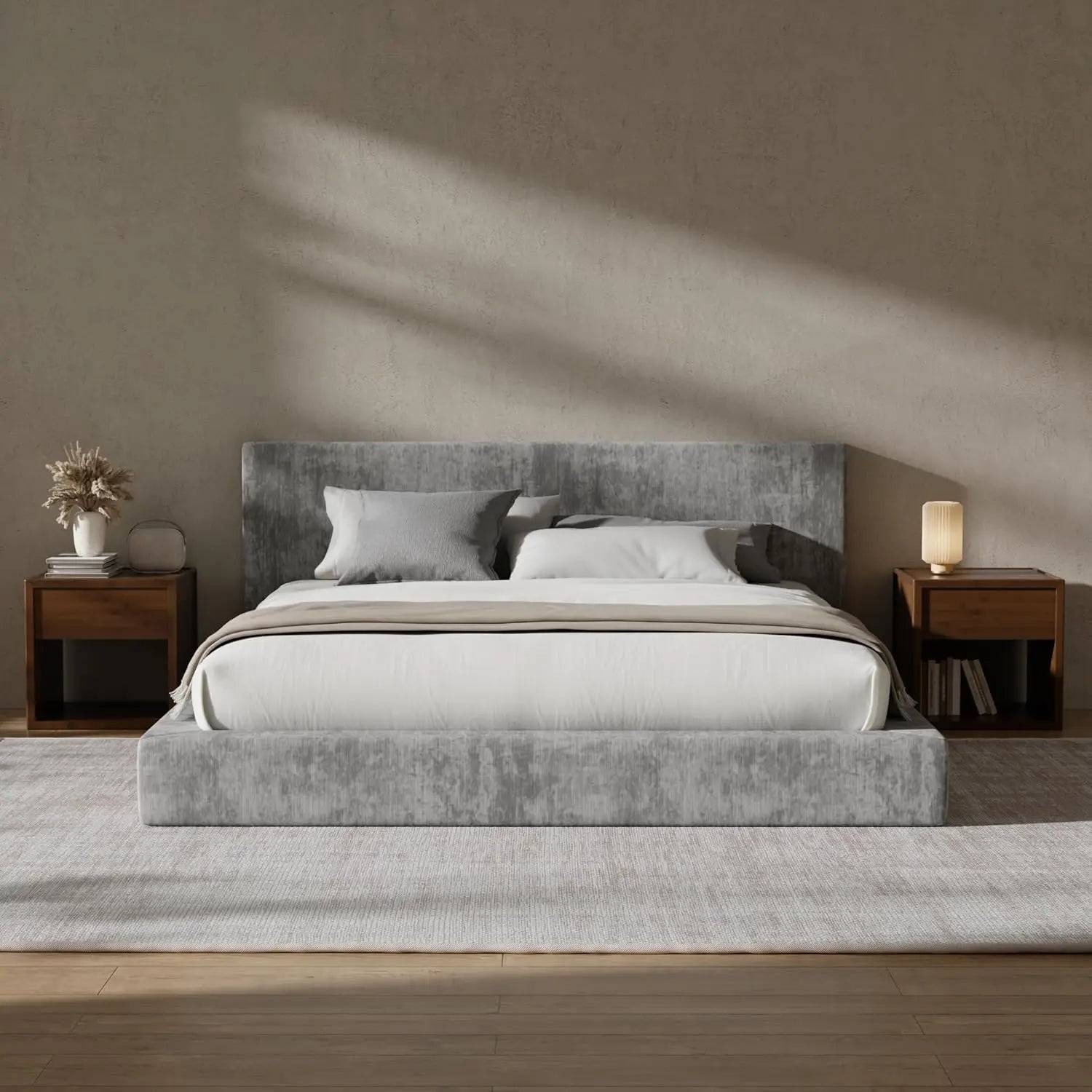 Cloud Upholstered  Bed Frame with Headboard, 5 Inch Foam Padded Platform, No Box Spring, Easy Assembly , Customized
