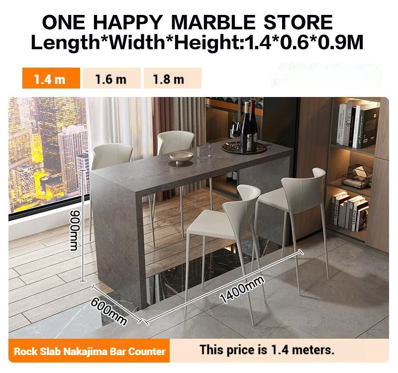 Quartz Stone Breakfast Bar, Kitchen Island with Dining Table & Cabinet, Stain Resistant & High Hardness, Custom Modern Design