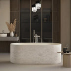 Any Size Custom Japanese Wabi Sabi Cultured Stone Bathtub Artistic Freestanding Soaking Tub Heat Retention Easy Clean Body Conto