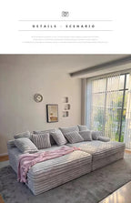 Any Size Custom Oversized Corduroy Rabbit Fur Sofa Customizable Integrated Sponge Sit Lie Eco Friendly Filling Vacuum Packed Liv