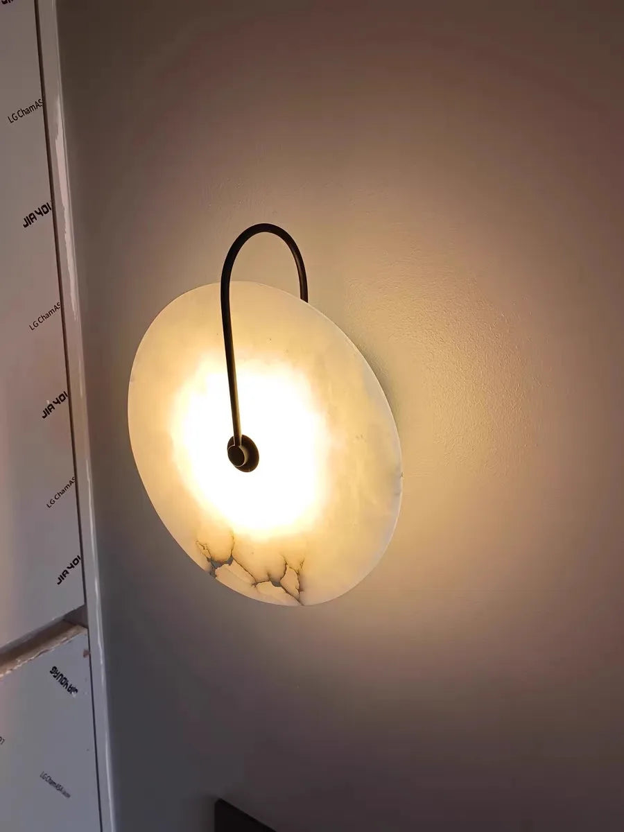 Nordic Postmodern Minimalist Marble Living Room Wall Lamp Creative Circular Bedroom Headboard Corridor Wall Lamp
