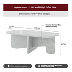 Designer Natural Marble Coffee Table Set, Italian Minimalist High-Low Nesting Tables for Small Space, Heat & Scratch Resistant