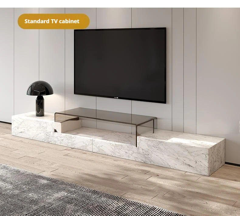 Any Size Custom Italian Luxury Stone TV Console Modern Entertainment Wall Fireplace Waterproof Scratch Proof EO Certified Living