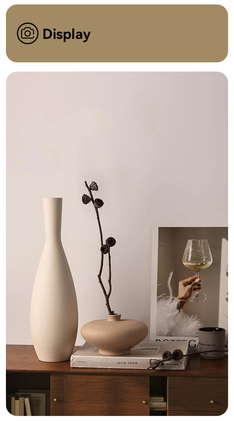 Minimalist Brushed Frosted Ceramic Vase Plant Pots Table Decoration Flowers Arrangement Floral Vases Room Aesthetic Decor