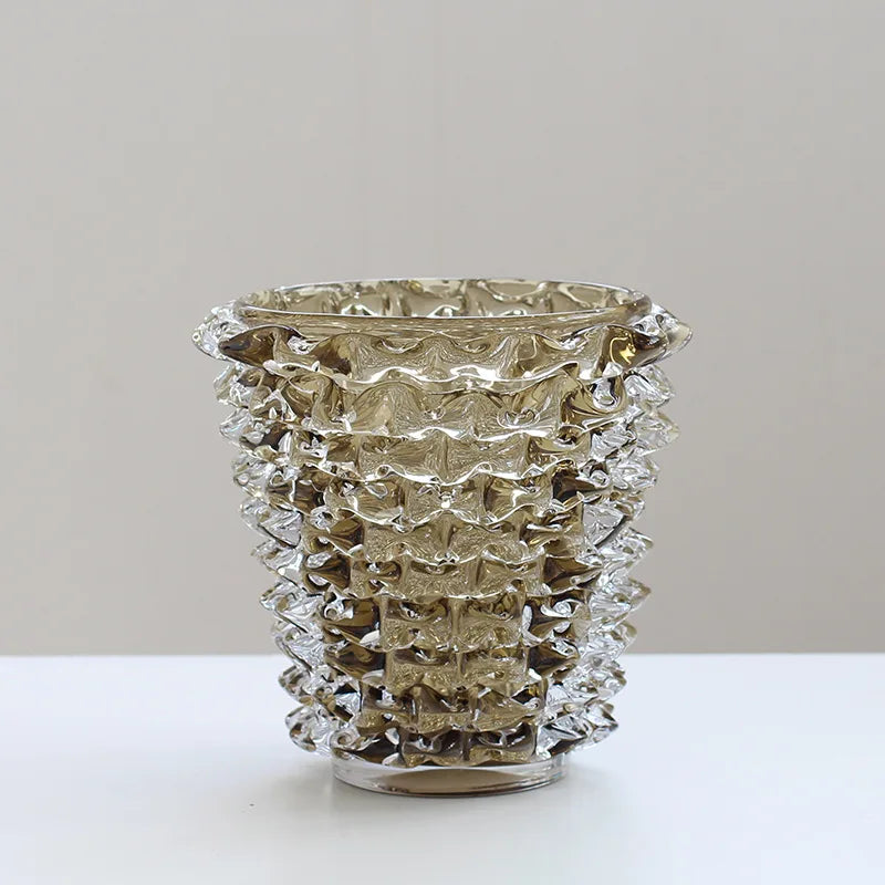 Creative Transparent Wrinkle Glass Vase Desk Decoration Flower Arrangement Hydroponics Flower Pots Floral Vases Modern Decor